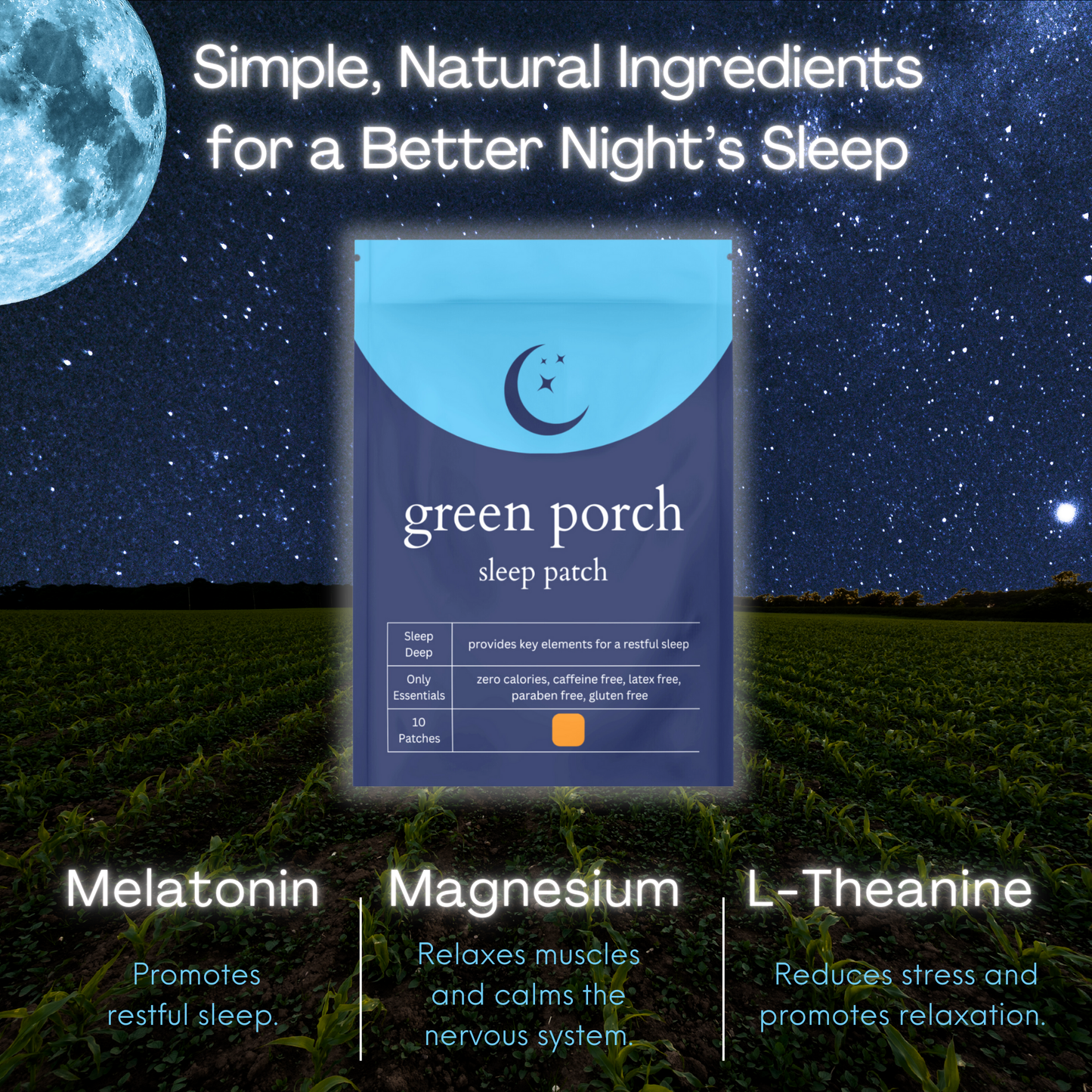 Green Porch Deep Slumber Sleep Patches - Melatonin, Magnesium, & L-Theanine for a Better Night's Sleep - All Natural Ingredients - Individual Patches - Gentle on Skin - Experience The Difference! (Seriously)